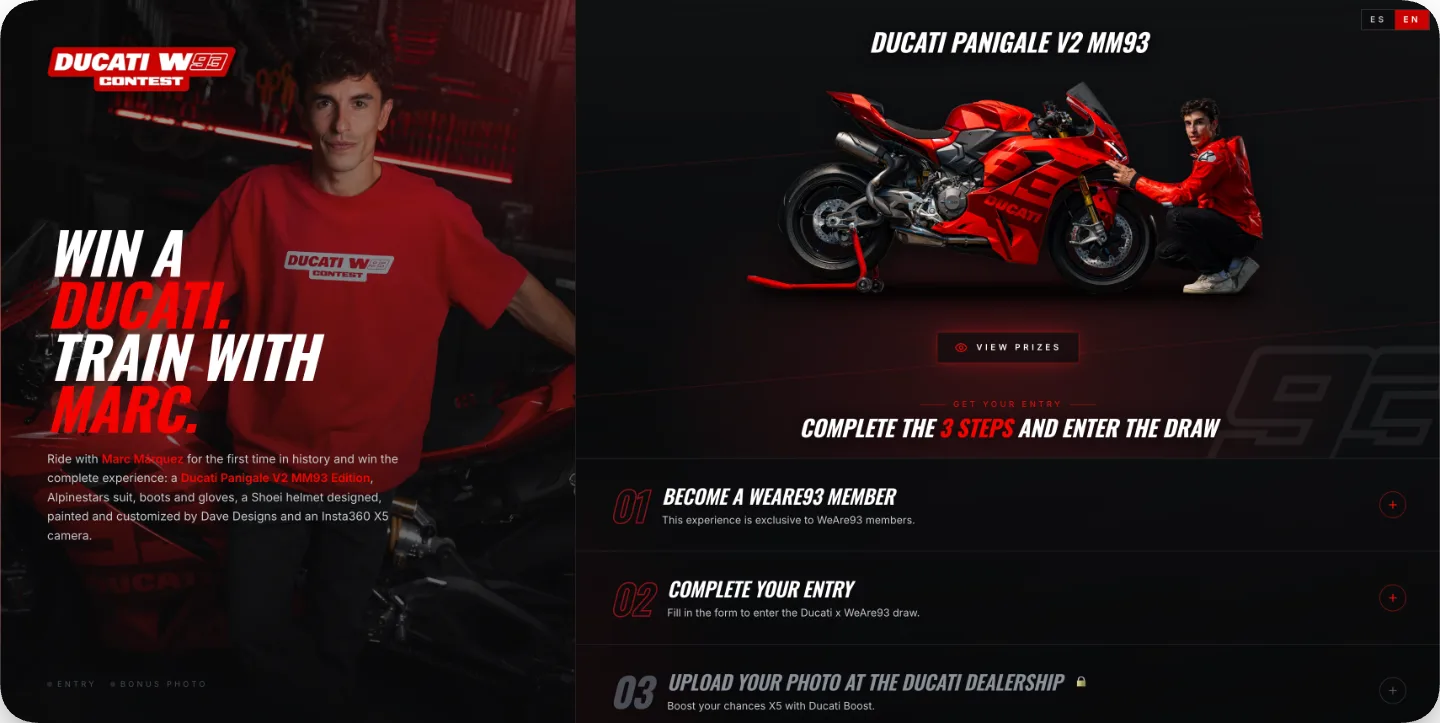Captura de la web del concurso Ducati W93