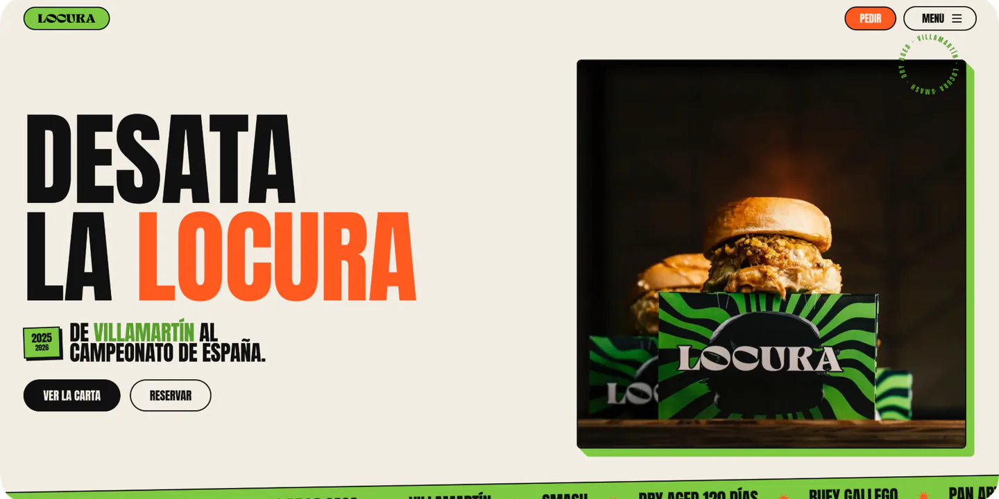 Web de la hamburguesería Locura Burger