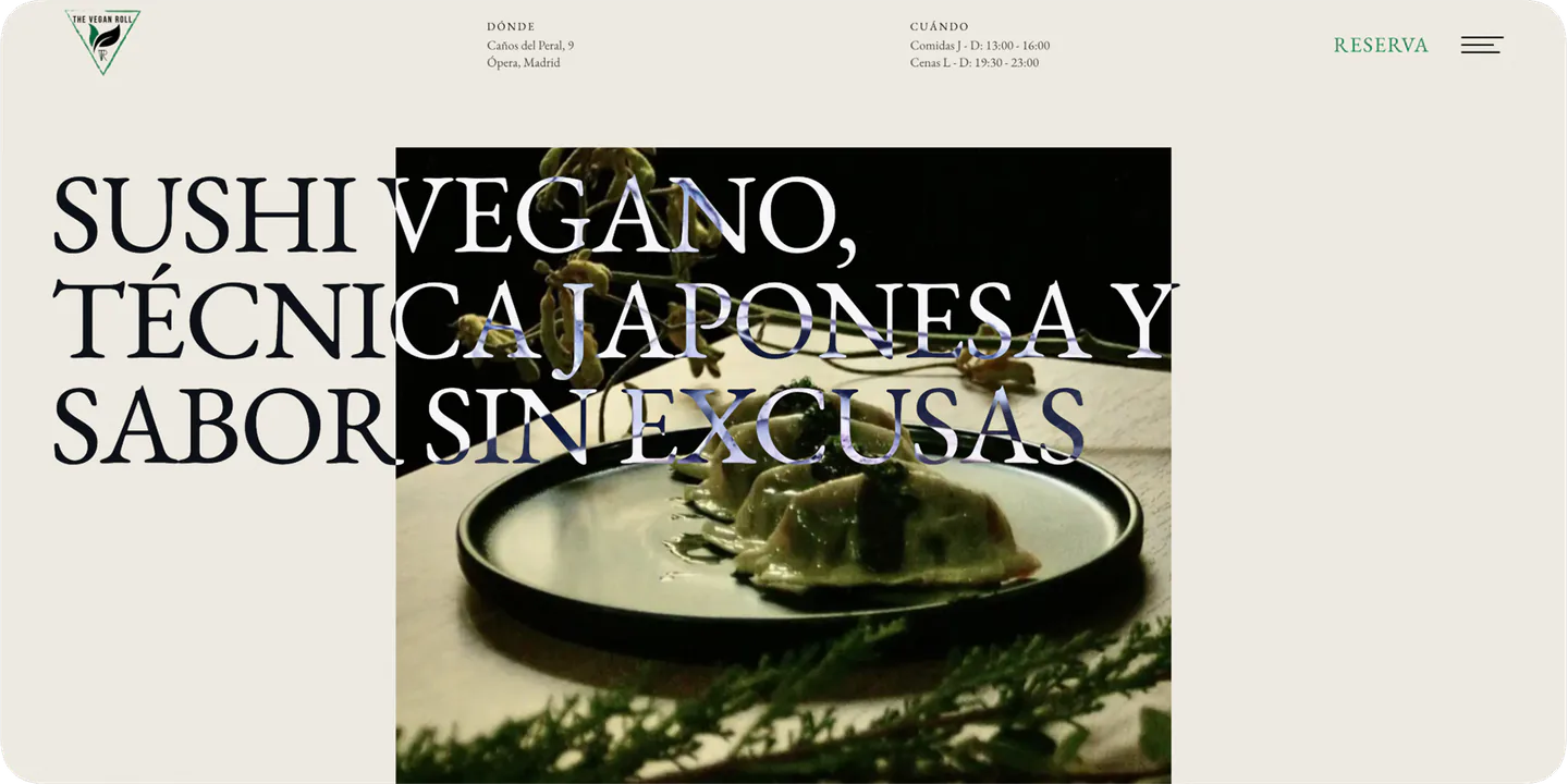 Web del restaurante de sushi vegano The Vegan Roll